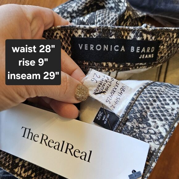 VERONICA BEARD 'Kate' Snake-Print High-Rise Skinny Jeans Size 2/26 - Picture 3 of 5